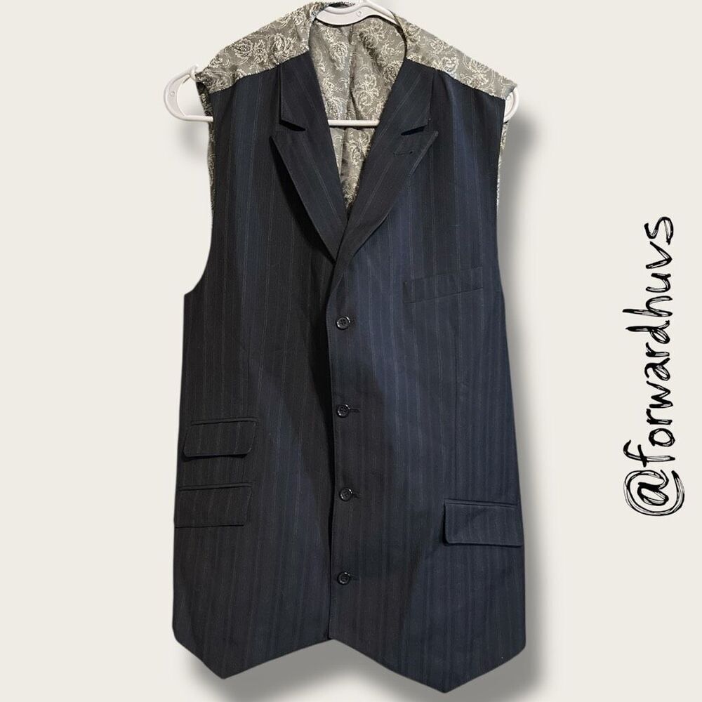 Unbranded Men’s Pinstripe Vest – Size 44R – Tailored Front with Silky Paisley Ba